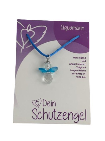 Crystals Halskette mit Schutzengel Aquamarin