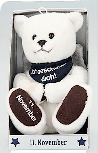 Depesche 8139.316 - Schutzengel Bär aus Plüsch, ca. 9 cm, mit Datum 11. November, Geschenk für Geburtstag, Jahrestag oder Hochzeitstag