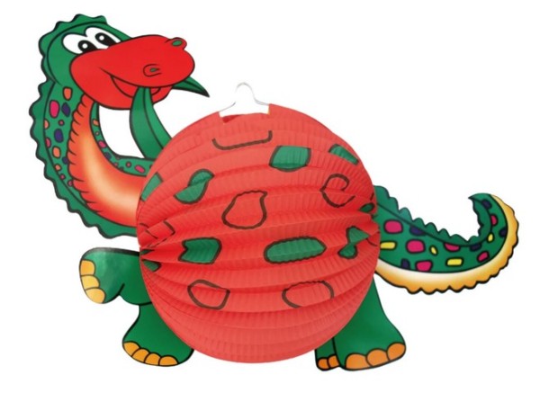 Idena - Laterne ""Dino"" ca. 46 x 34 cm, kinderfreundliches Dino-Design in Rot und Grün