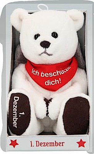 Depesche 8139.336 - Schutzengel Bär aus Plüsch, ca. 9 cm, mit Datum 01. Dezember, Geschenk für Geburtstag, Jahrestag oder Hochzeitstag