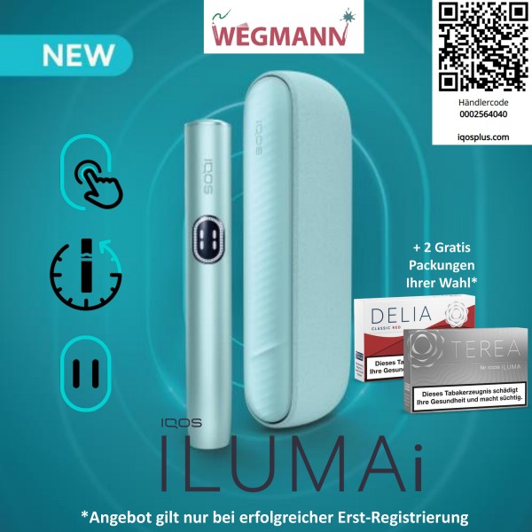 IQOS ILUMA i Kit Breeze Blue Erstregistrierungs AKTION - Tabakerhitzer + zwei TEREA / DELIA Packungen