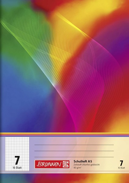 Schulheft A5 Lineatur 7 (16 Blatt, 7 mm kariert, ) Brunnen 104590702