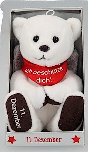 Depesche 8139.346 - Schutzengel Bär aus Plüsch, ca. 9 cm, mit Datum 11. Dezember, Geschenk für Geburtstag, Jahrestag oder Hochzeitstag