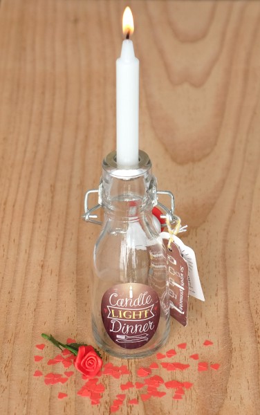 GRUSS &amp; CO Licht aus der Flasche Candle Light Geschenkartikel, Glas, Mehrfarbig, 5.5 x 5.5 x 14.5 cm
