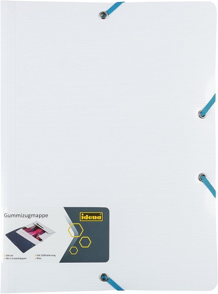 Idena 10359 - Gummizugmappe A4, Polypropylen, weiß/blau