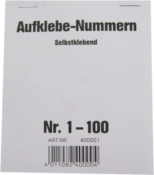 Gewinnaufklebe-Nummern 1-100, selbstklebend Wolf &amp; Appenzeller 400001